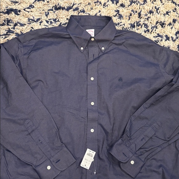 Brooks Brothers Madison heathered Navy Button-Down Dress Shirt - size xl nwt